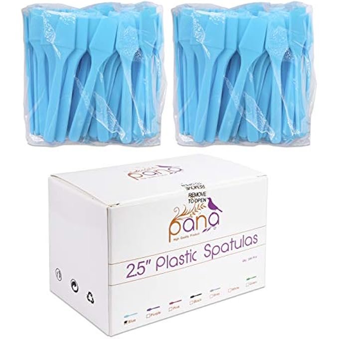 Pana 200PCS COSMETIC MAKE UP DISPOSABLE PLASTIC 2.5" SPATULAS SKIN CARE FACIAL CREAM MASK SPATULA (BLUE-200 PIECES IN A BOX) - Image 1